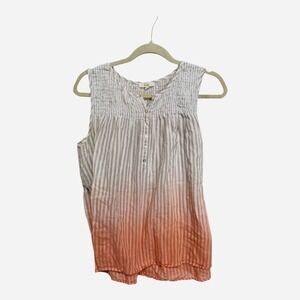 Easel Ombre Orange Striped 100% Cotton Light Weight Tank Size Medium Oversized